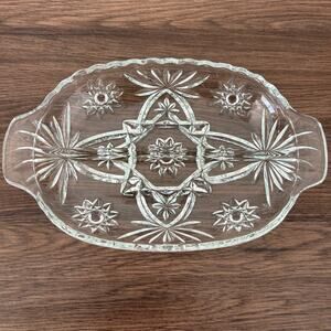 Anchor Hocking Early American Prescut Star of David Divided Relish Glass Dish